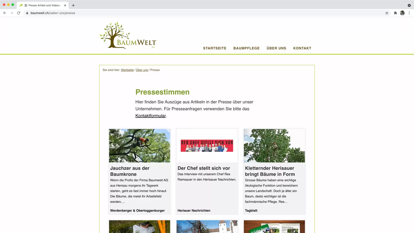 Printscreen 3 Umsetzung Baumwelt AG