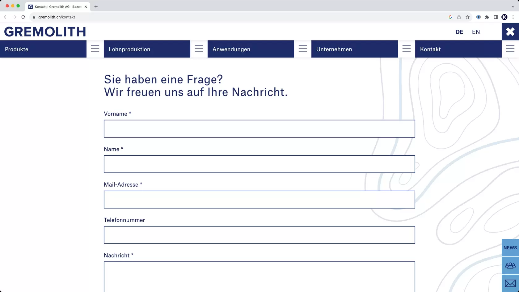 Printscreen Umsetzung Website gremolith.ch