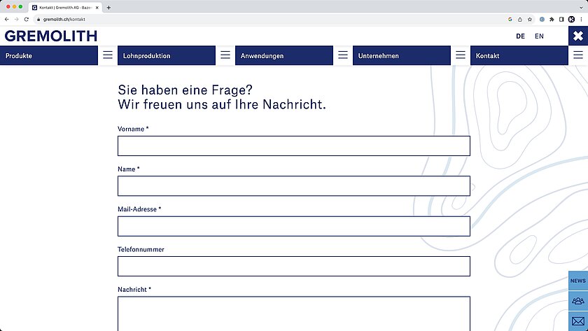 Printscreen Umsetzung Website gremolith.ch