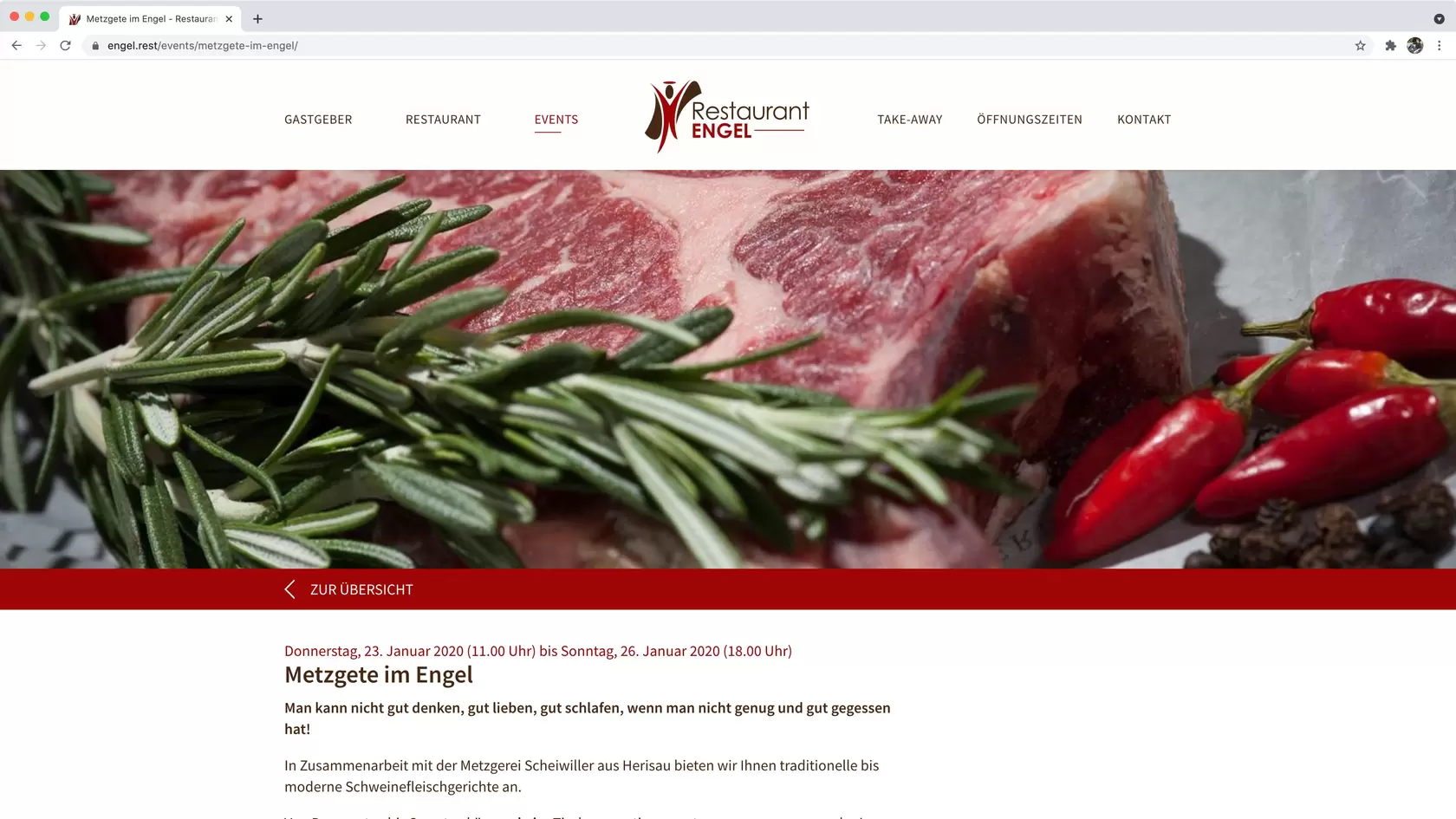 Printscreen 2 Umsetzung Restaurant Engel