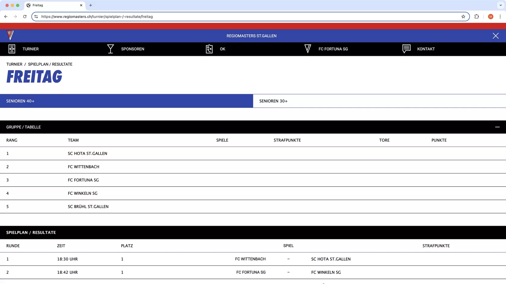Printscreen Umsetzung Website regiomasters.ch